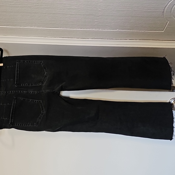 Free People Cropped Flare Raw Hemmed Pull-On Jeans Dark Gray/Faded Black Size 25 - Picture 5 of 11